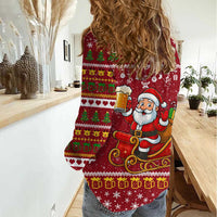One More Night Santa Beer Christmas Women Casual Shirt Xmas Holiday Patterns - Wonder Print Shop