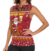 One More Night Santa Beer Christmas Women Sleeveless Polo Shirt Xmas Holiday Patterns - Wonder Print Shop