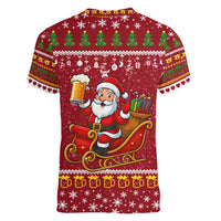 One More Night Santa Beer Christmas Women V-Neck T-Shirt Xmas Holiday Patterns - Wonder Print Shop