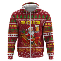 One More Night Santa Beer Christmas Zip Hoodie Xmas Holiday Patterns - Wonder Print Shop