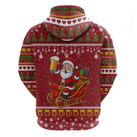 One More Night Santa Beer Christmas Zip Hoodie Xmas Holiday Patterns - Wonder Print Shop