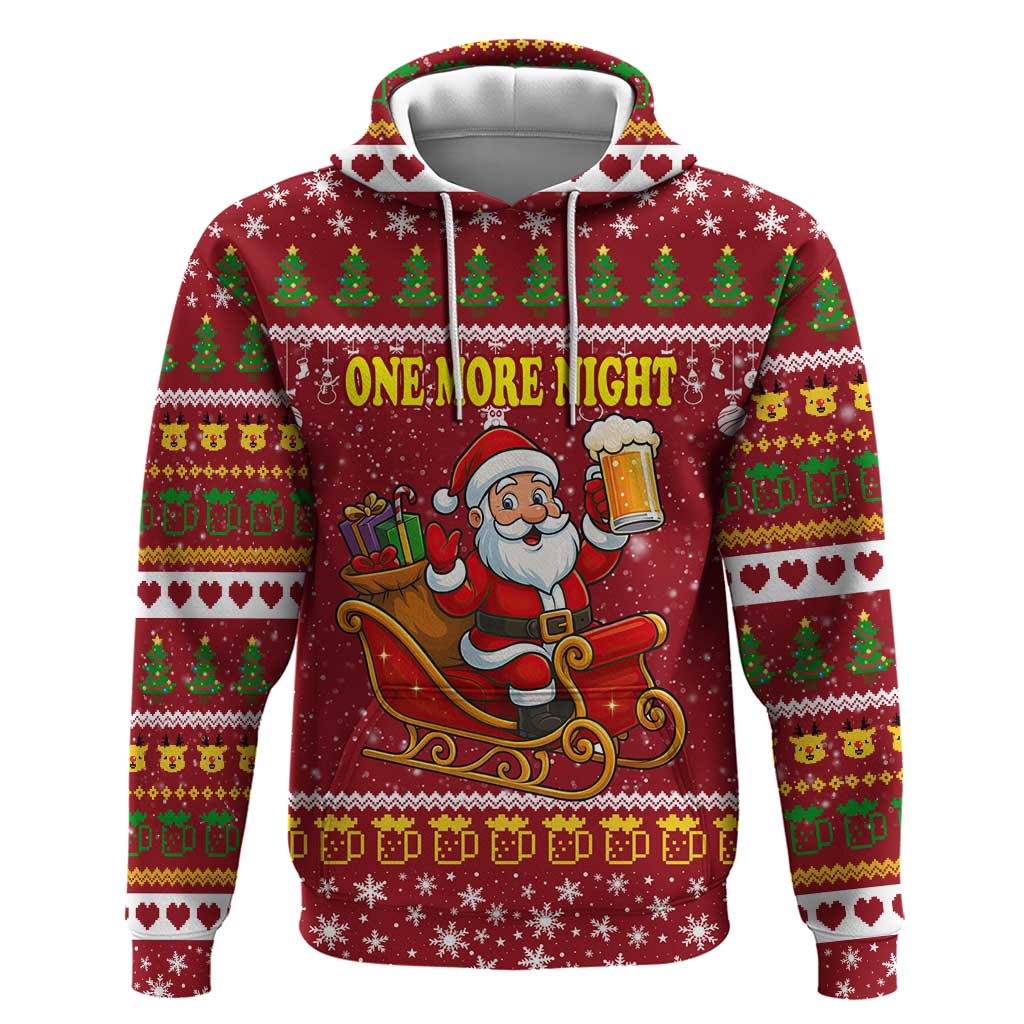 One More Night Santa Beer Christmas Zip Hoodie Xmas Holiday Patterns - Wonder Print Shop