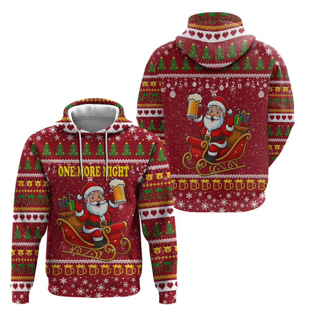 One More Night Santa Beer Christmas Zip Hoodie Xmas Holiday Patterns - Wonder Print Shop