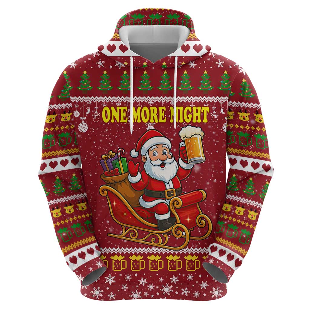 One More Night Santa Beer Christmas Zip Hoodie Xmas Holiday Patterns - Wonder Print Shop