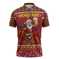 One More Night Santa Beer Christmas Zipper Polo Shirt Xmas Holiday Patterns - Wonder Print Shop
