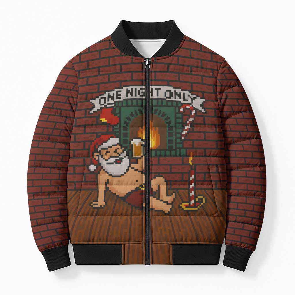 One Night Only Christmas Bomber Puffer Jacket Xmas Holiday Patterns - Wonder Print Shop
