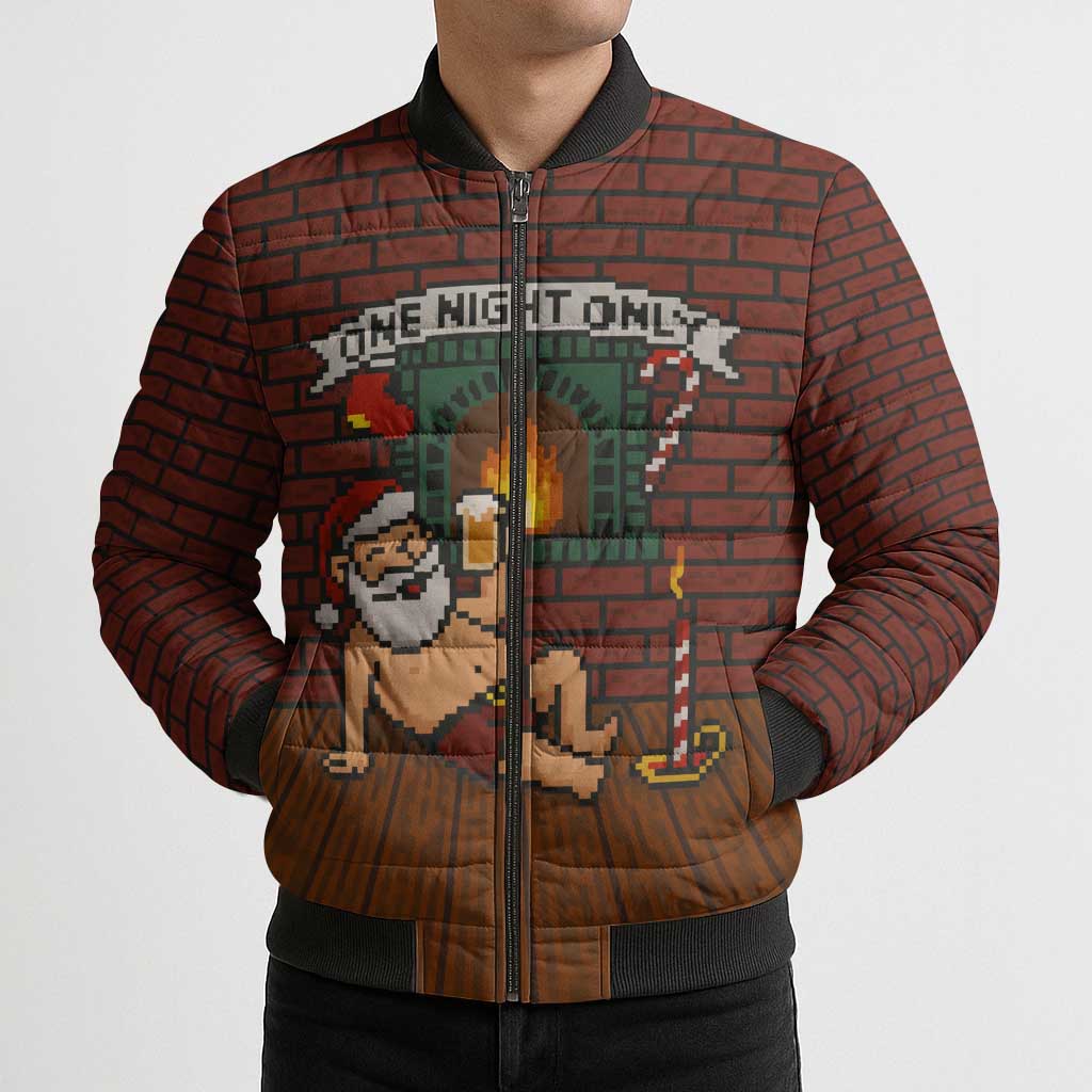 One Night Only Christmas Bomber Puffer Jacket Xmas Holiday Patterns - Wonder Print Shop