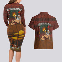 One Night Only Christmas Couples Matching Long Sleeve Bodycon Dress and Hawaiian Shirt Xmas Holiday Patterns - Wonder Print Shop