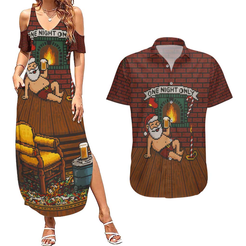 One Night Only Christmas Couples Matching Summer Maxi Dress and Hawaiian Shirt Xmas Holiday Patterns - Wonder Print Shop