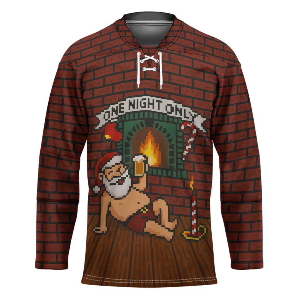 One Night Only Christmas Hockey Jersey Xmas Holiday Patterns - Wonder Print Shop