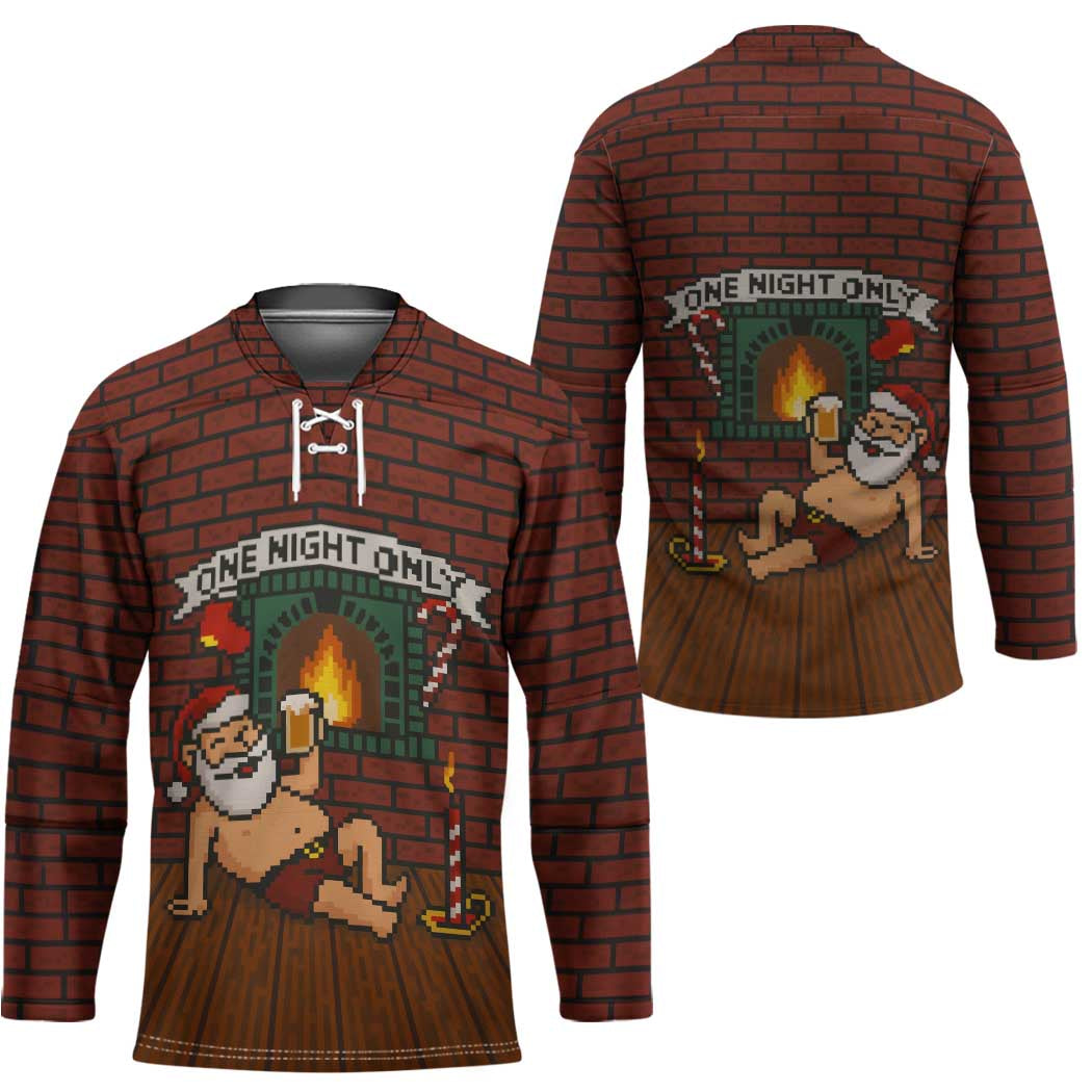 One Night Only Christmas Hockey Jersey Xmas Holiday Patterns - Wonder Print Shop