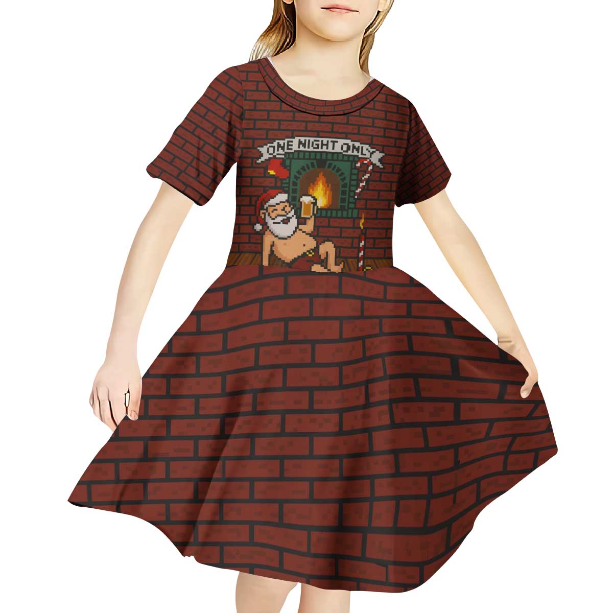 One Night Only Christmas Kid Short Sleeve Dress Xmas Holiday Patterns - Wonder Print Shop