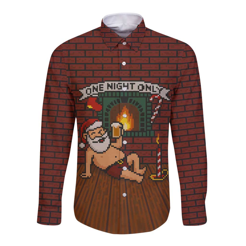One Night Only Christmas Long Sleeve Button Shirt Xmas Holiday Patterns - Wonder Print Shop