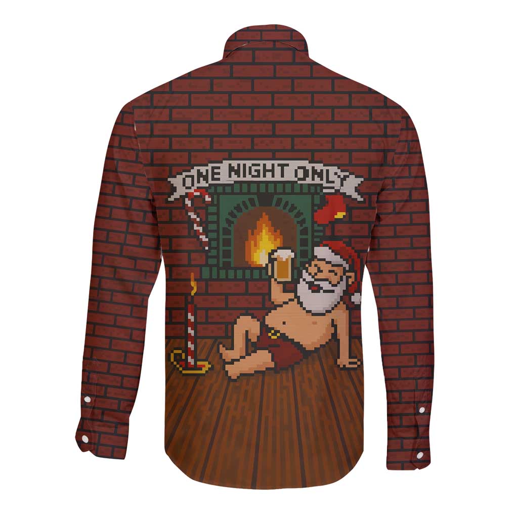 One Night Only Christmas Long Sleeve Button Shirt Xmas Holiday Patterns - Wonder Print Shop