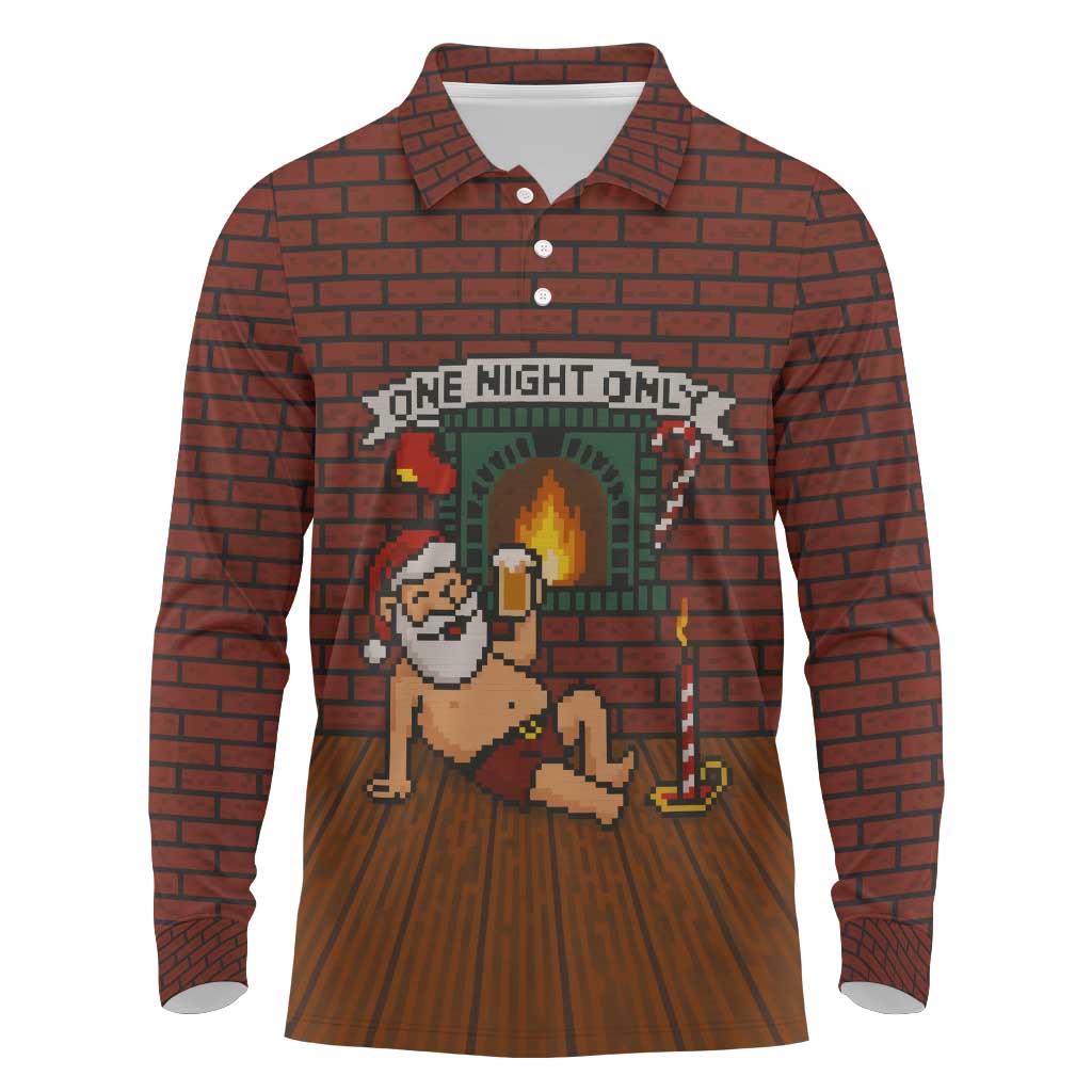 One Night Only Christmas Long Sleeve Polo Shirt Xmas Holiday Patterns - Wonder Print Shop