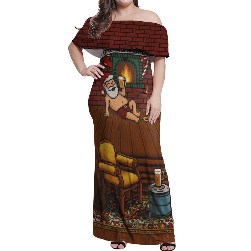 One Night Only Christmas Off Shoulder Maxi Dress Xmas Holiday Patterns - Wonder Print Shop