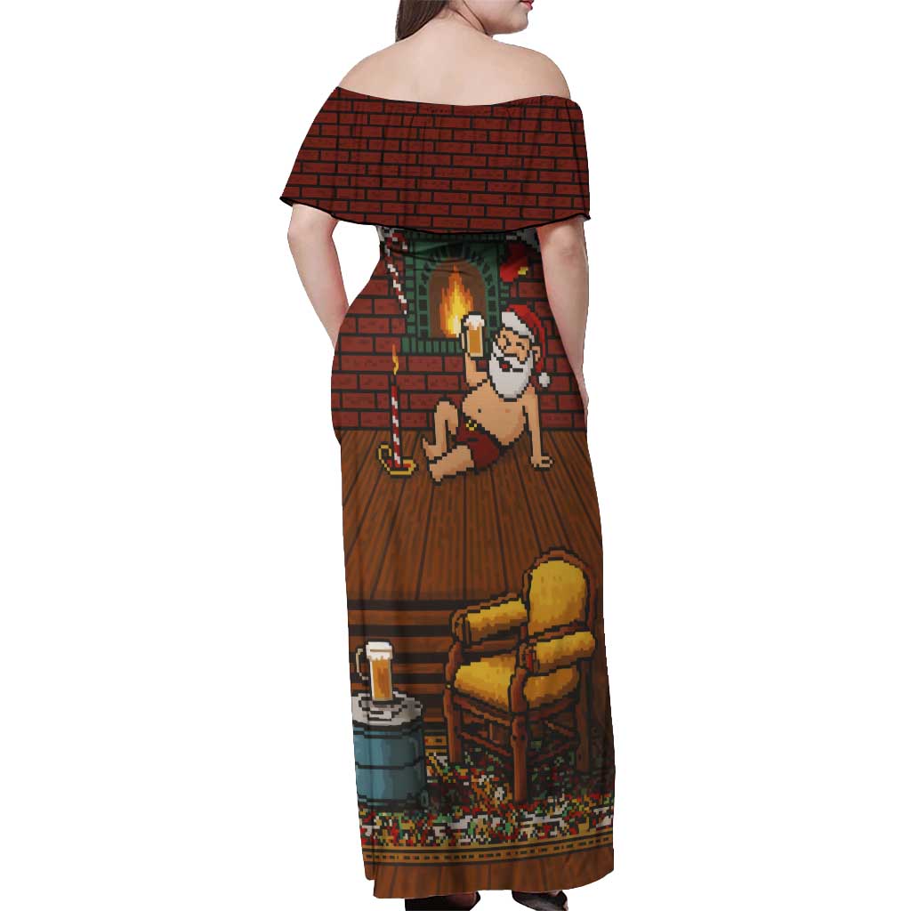 One Night Only Christmas Off Shoulder Maxi Dress Xmas Holiday Patterns - Wonder Print Shop