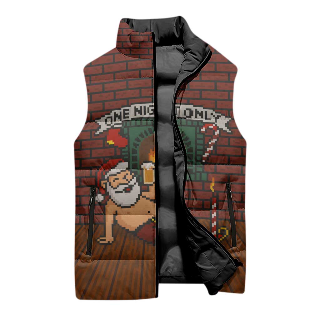 One Night Only Christmas Sleeveless Puffer Jacket Xmas Holiday Patterns - Wonder Print Shop