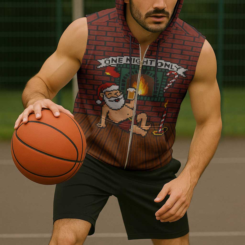 One Night Only Christmas Sleeveless Zip Hoodie Xmas Holiday Patterns - Wonder Print Shop