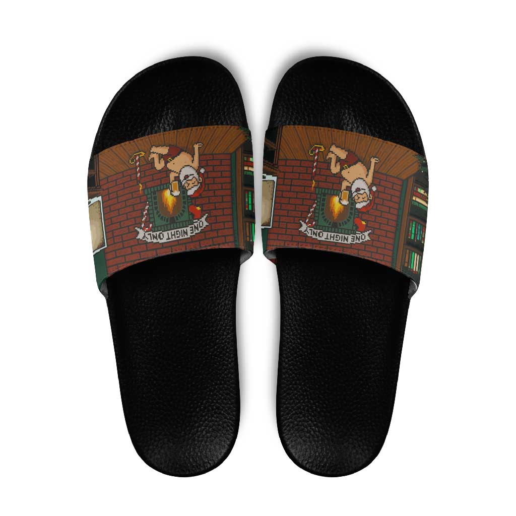 One Night Only Christmas Slide Sandals Xmas Holiday Patterns - Wonder Print Shop