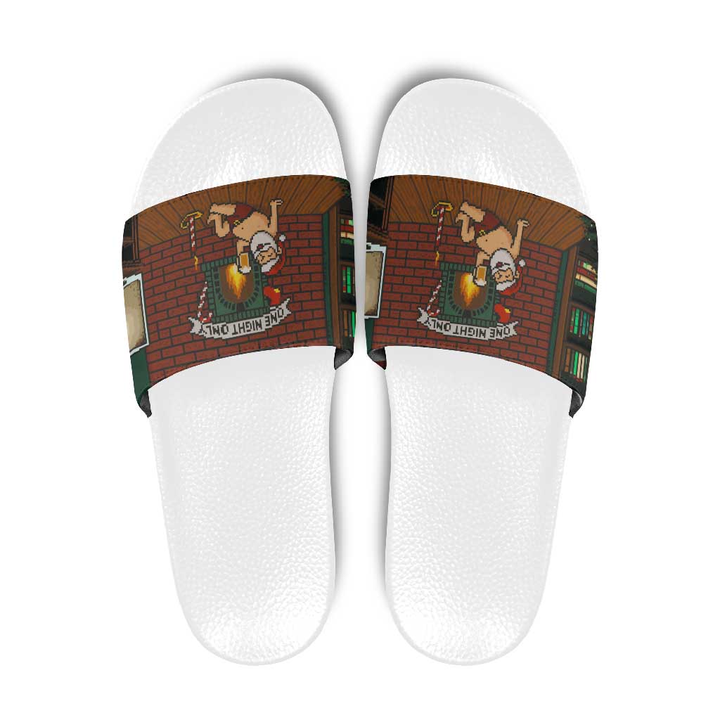 One Night Only Christmas Slide Sandals Xmas Holiday Patterns - Wonder Print Shop