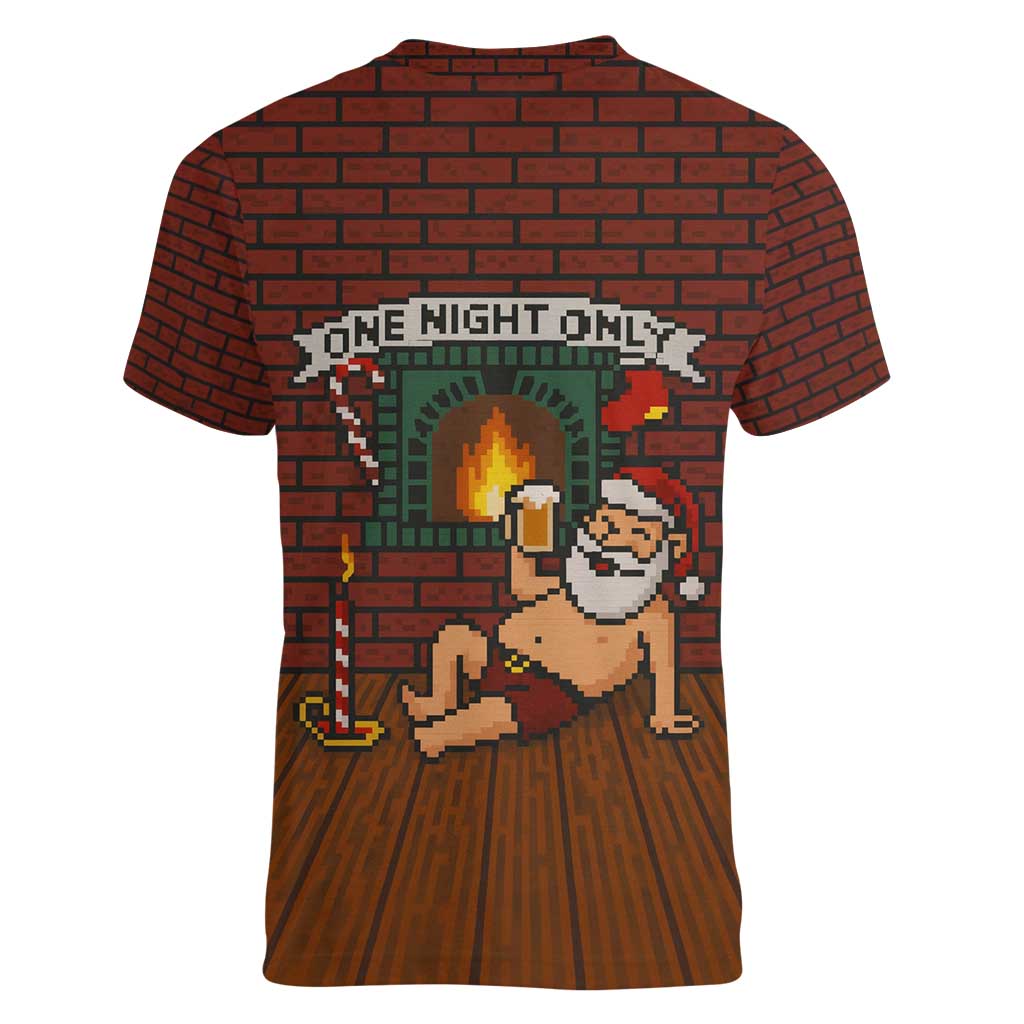 One Night Only Christmas Women V-Neck T-Shirt Xmas Holiday Patterns - Wonder Print Shop
