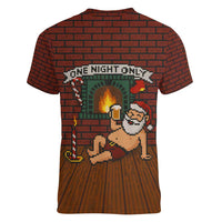 One Night Only Christmas Women V-Neck T-Shirt Xmas Holiday Patterns - Wonder Print Shop