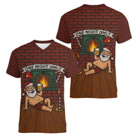 One Night Only Christmas Women V-Neck T-Shirt Xmas Holiday Patterns - Wonder Print Shop