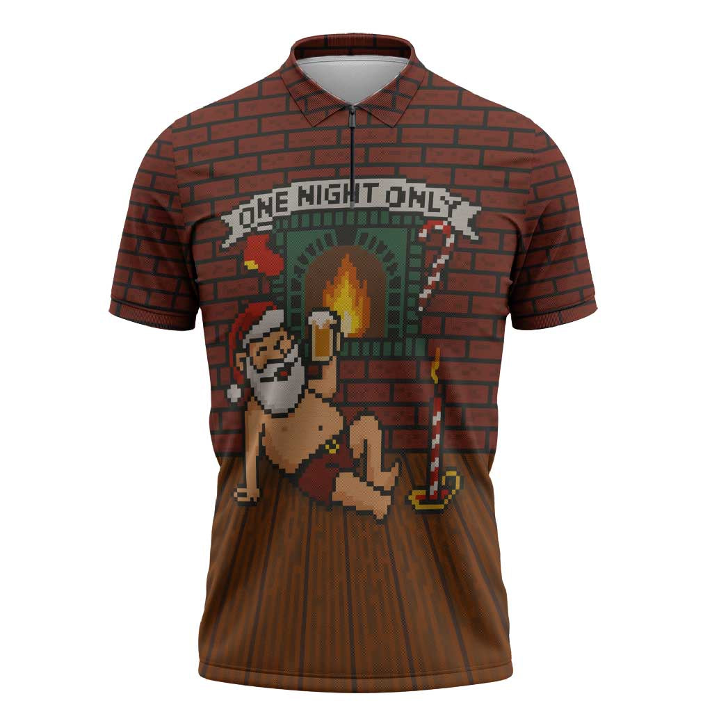 One Night Only Christmas Zipper Polo Shirt Xmas Holiday Patterns - Wonder Print Shop