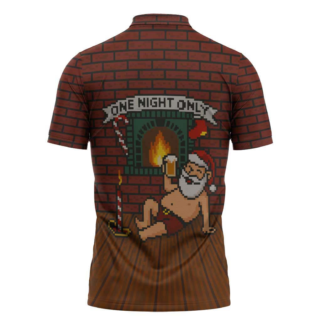 One Night Only Christmas Zipper Polo Shirt Xmas Holiday Patterns - Wonder Print Shop