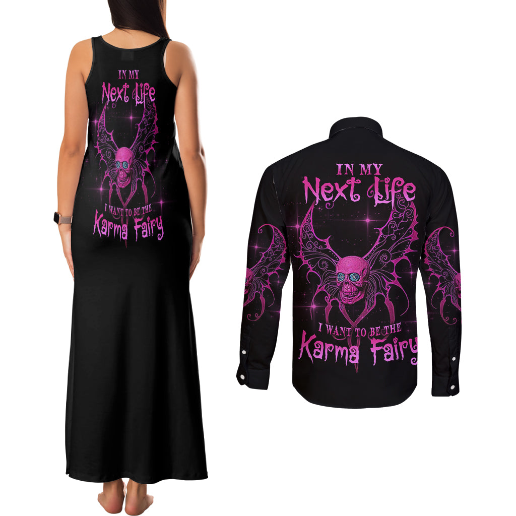 Karma Fairy Skul Couples Matching Tank Maxi Dress and Long Sleeve Button Shirt - Wonder Print Shop