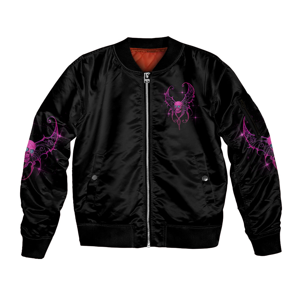 Karma Fairy Skul Sleeve Zip Bomber Jacket - Wonder Print Shop