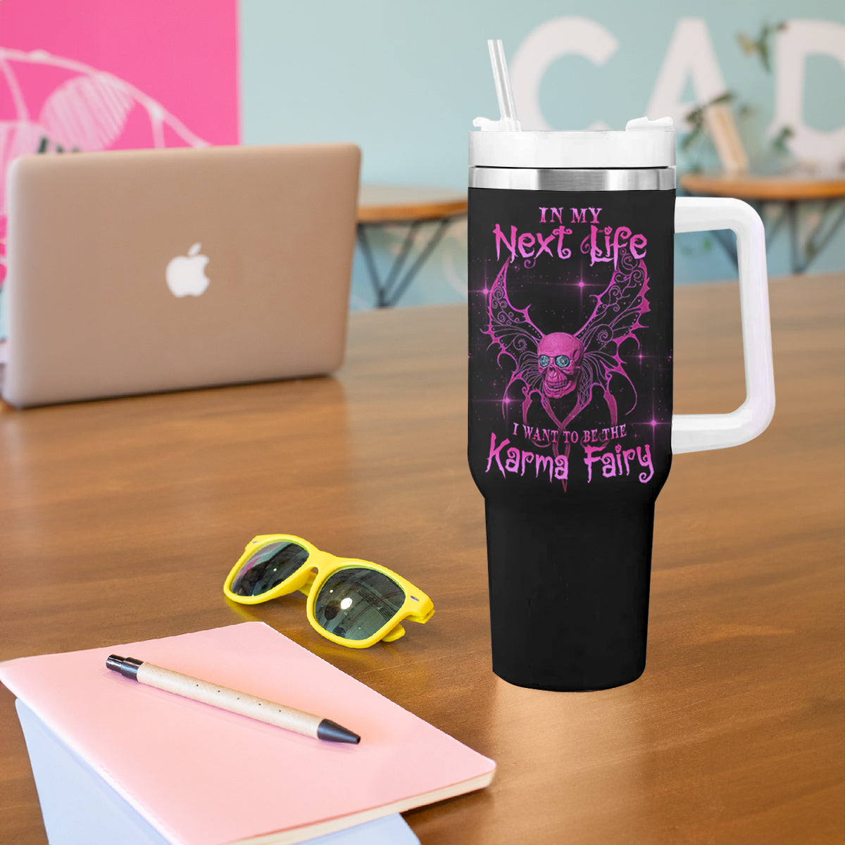 Karma Fairy Skul Tumbler With Handle - Wonder Print Shop