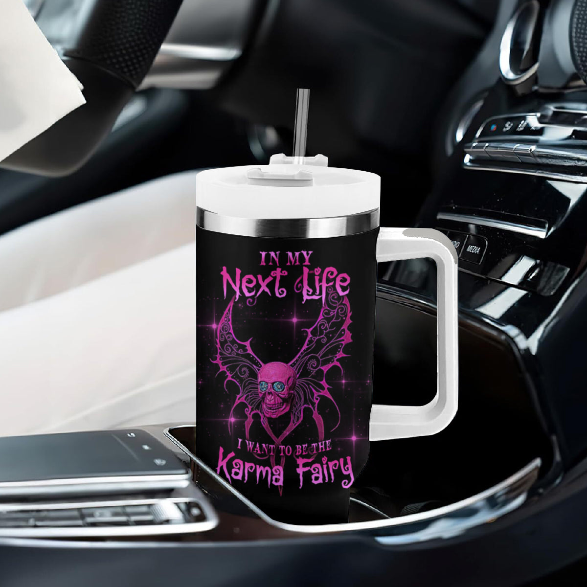Karma Fairy Skul Tumbler With Handle - Wonder Print Shop
