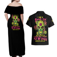 I Am A Sweet Girl But If You P Me O Sugar Skull Couples Matching Off Shoulder Maxi Dress and Hawaiian Shirt - Wonder Print Shop