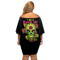 I Am A Sweet Girl But If You P Me O Sugar Skull Off Shoulder Short Dress - Wonder Print Shop