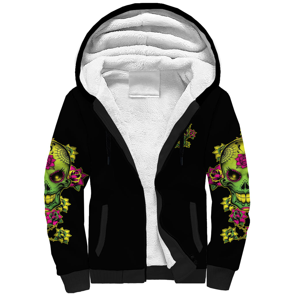I Am A Sweet Girl But If You P Me O Sugar Skull Sherpa Hoodie - Wonder Print Shop