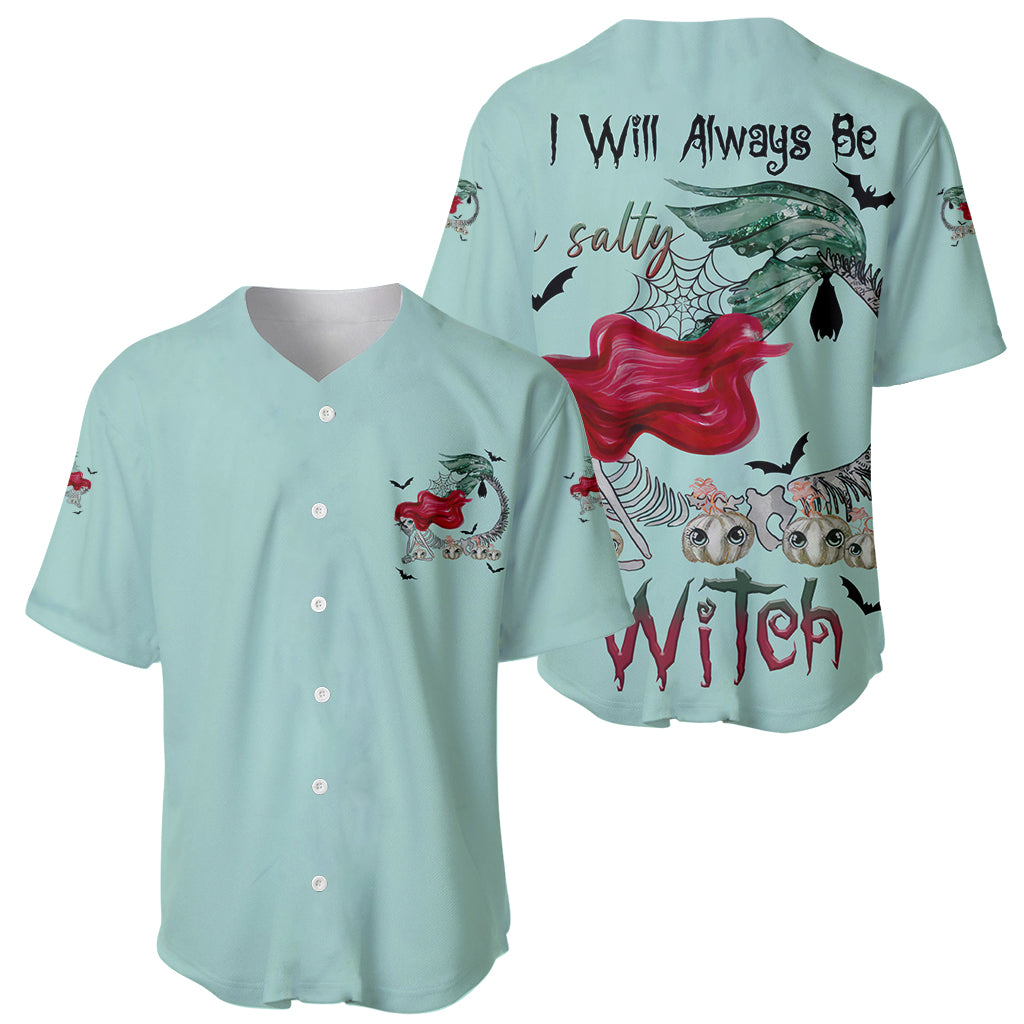 Salty Witch Mermaid Halloween Baseball Jersey - Wonder Print Shop