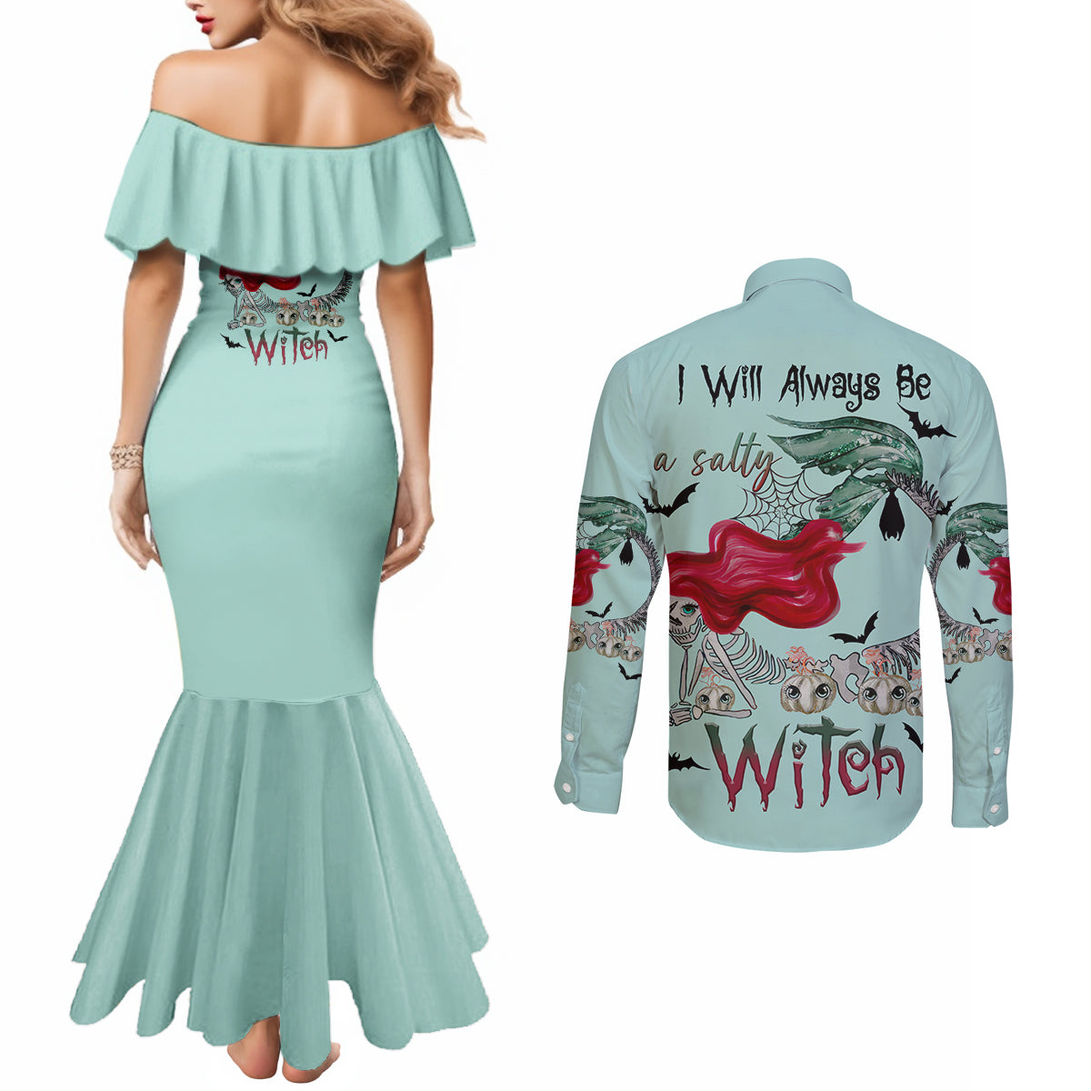 salty-witch-mermaid-halloween-couples-matching-mermaid-dress-and-long-sleeve-button-shirt