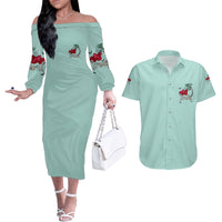 Salty Witch Mermaid Halloween Couples Matching Off The Shoulder Long Sleeve Dress and Hawaiian Shirt - Wonder Print Shop