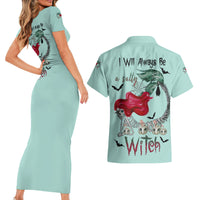 Salty Witch Mermaid Halloween Couples Matching Short Sleeve Bodycon Dress and Hawaiian Shirt - Wonder Print Shop