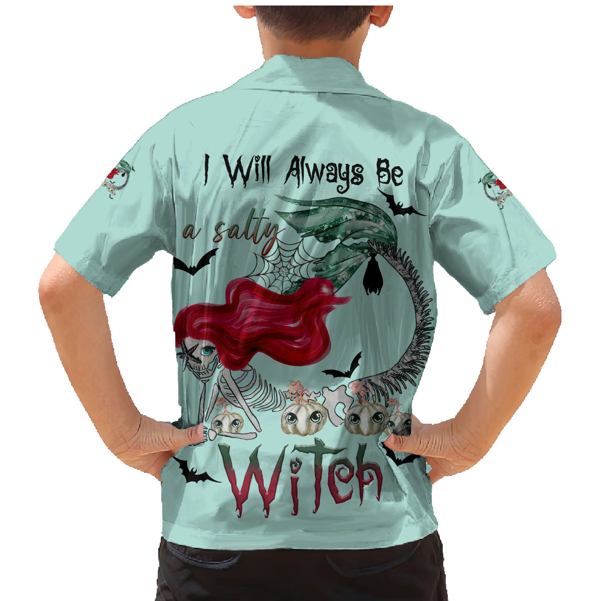 Salty Witch Mermaid Halloween Family Matching Mermaid Dress and Hawaiian Shirt - Wonder Print Shop