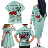 Salty Witch Mermaid Halloween Family Matching Off Shoulder Long Sleeve Dress and Hawaiian Shirt - Wonder Print Shop
