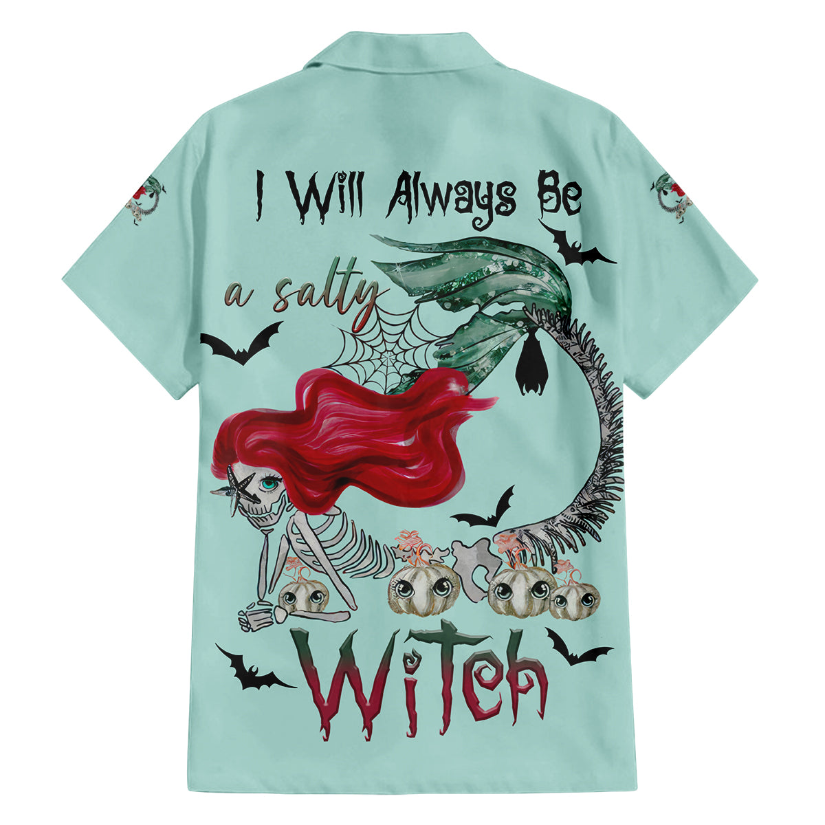 Salty Witch Mermaid Halloween Family Matching Off Shoulder Maxi Dress and Hawaiian Shirt - Wonder Print Shop
