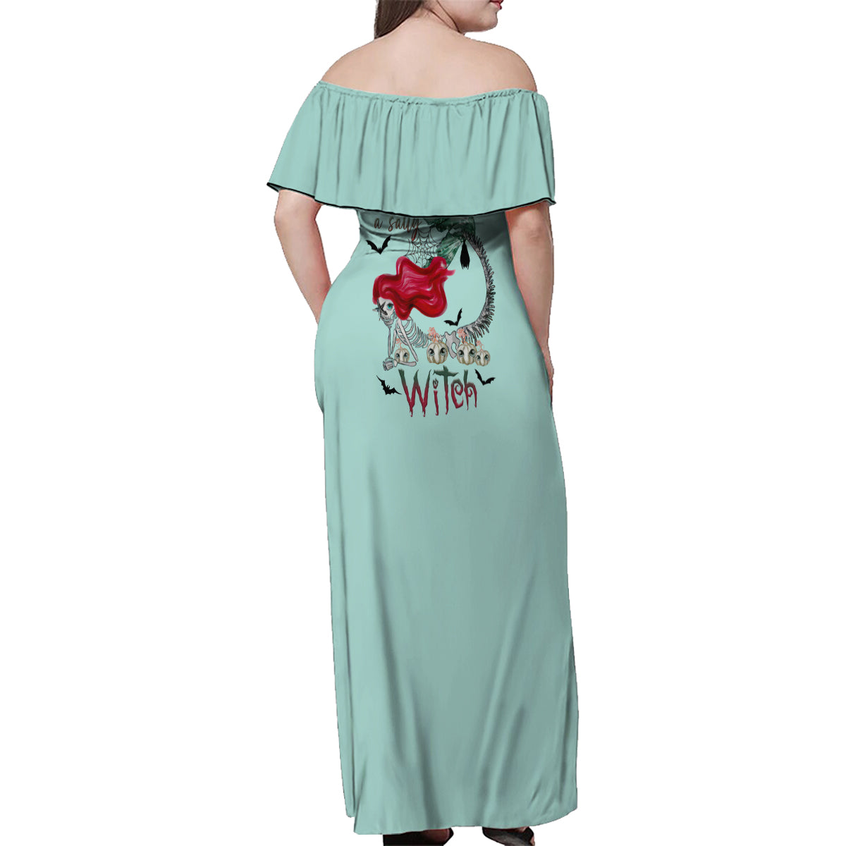 Salty Witch Mermaid Halloween Family Matching Off Shoulder Maxi Dress and Hawaiian Shirt - Wonder Print Shop