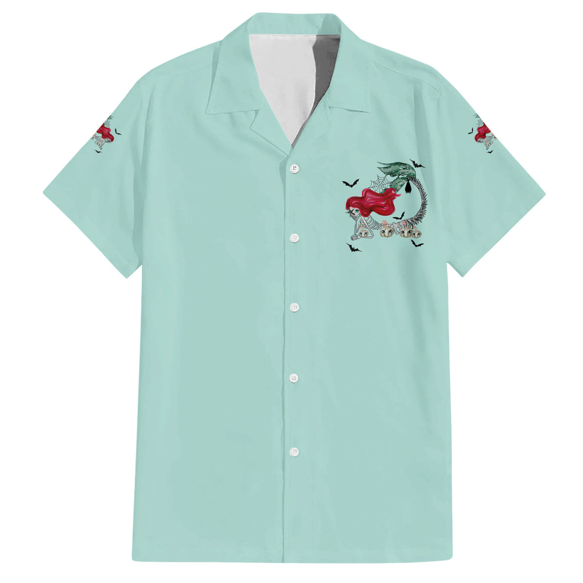 Salty Witch Mermaid Halloween Family Matching Short Sleeve Bodycon Dress and Hawaiian Shirt - Wonder Print Shop