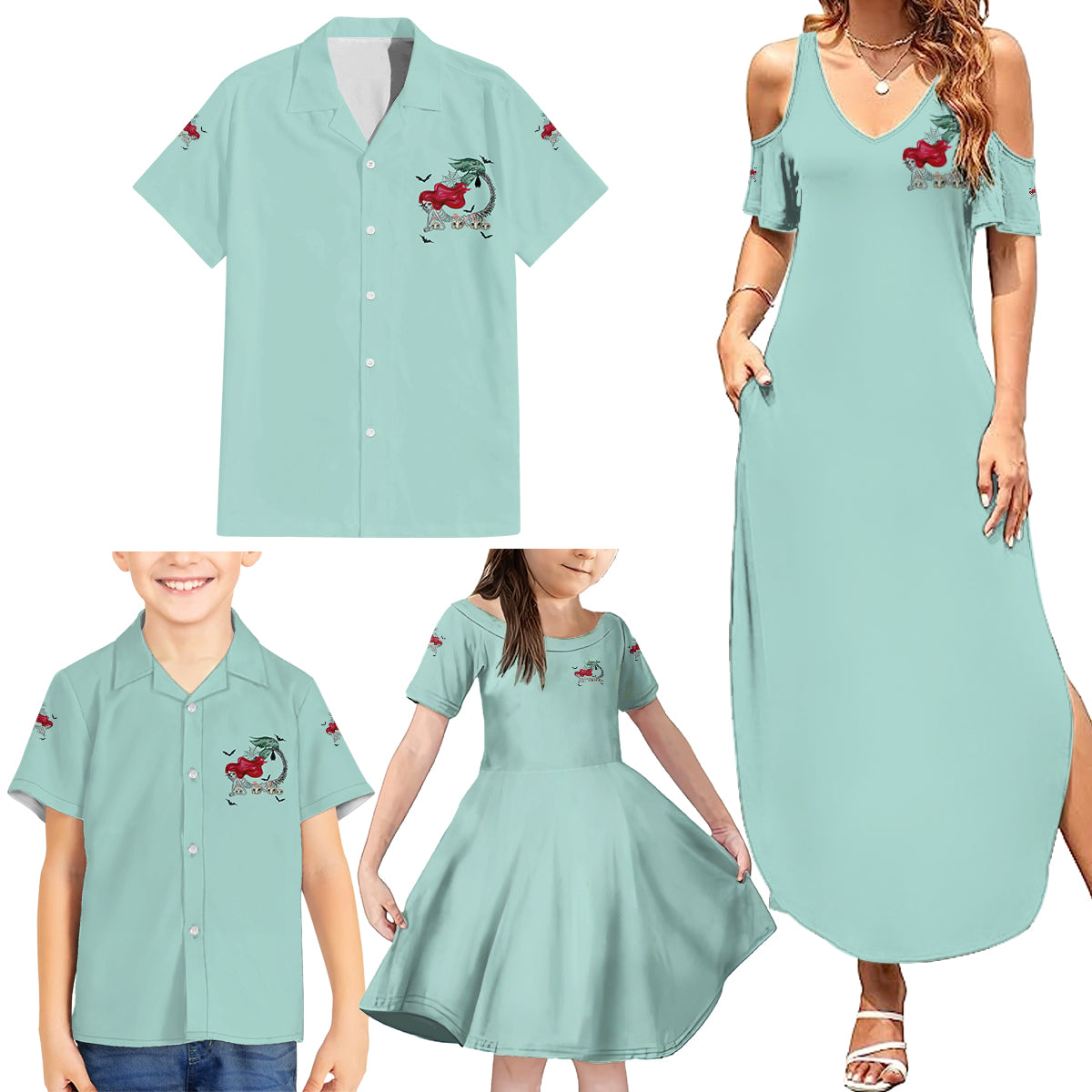 Salty Witch Mermaid Halloween Family Matching Summer Maxi Dress and Hawaiian Shirt - Wonder Print Shop