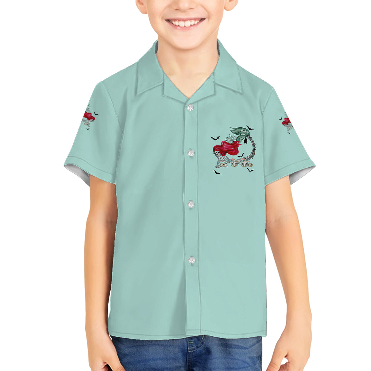 Salty Witch Mermaid Halloween Family Matching Tank Maxi Dress and Hawaiian Shirt - Wonder Print Shop