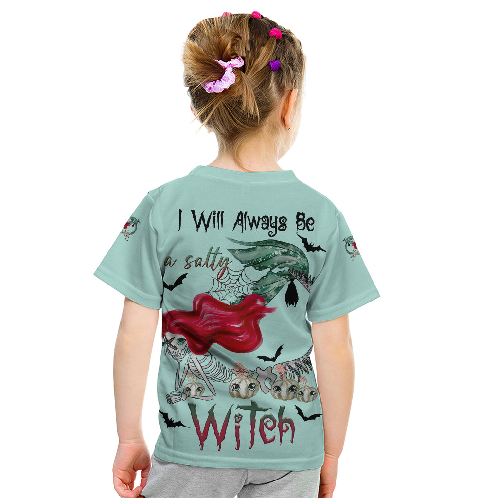 Salty Witch Mermaid Halloween Kid T Shirt - Wonder Print Shop