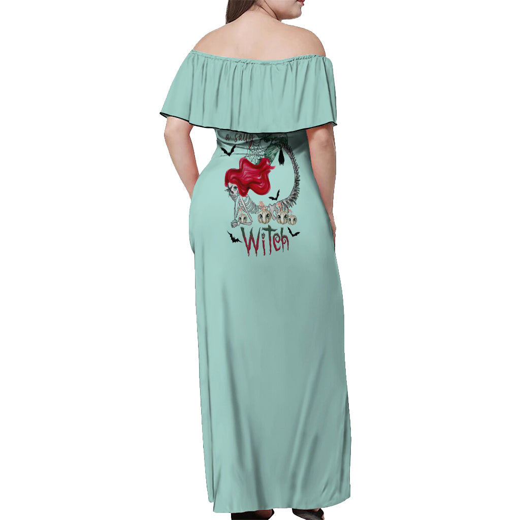 Salty Witch Mermaid Halloween Off Shoulder Maxi Dress - Wonder Print Shop